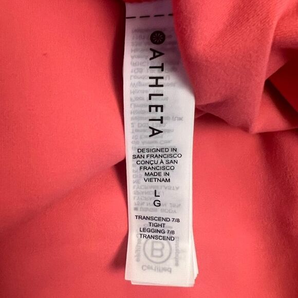 Athleta Transcend 7/8 Tight Coral Petal Pink Large NWOT - Picture 8 of 10